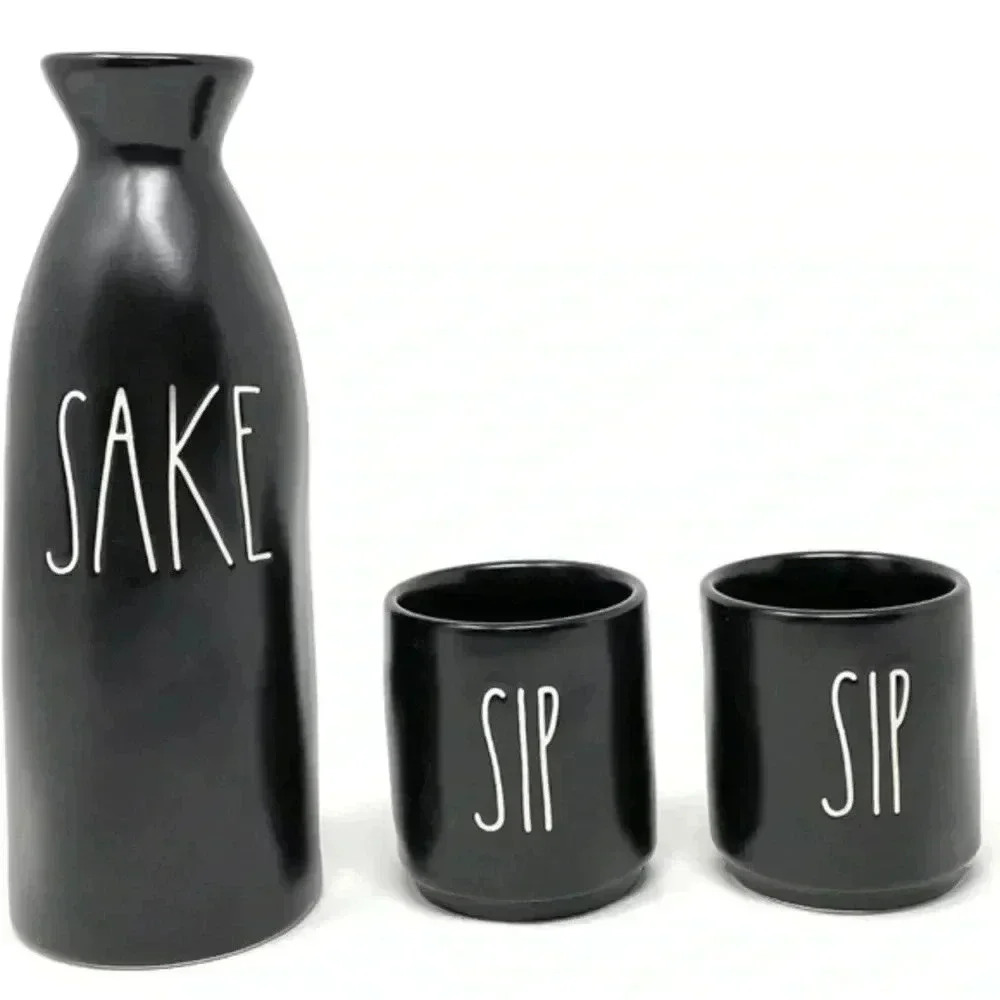 Rae Dunn Black Sake Gift Set